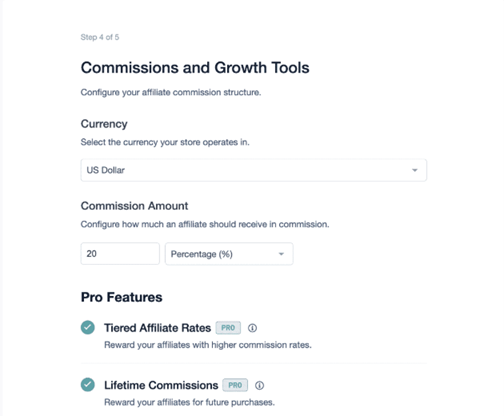 choose between a percentage-based and a fixed-rate referral amount
